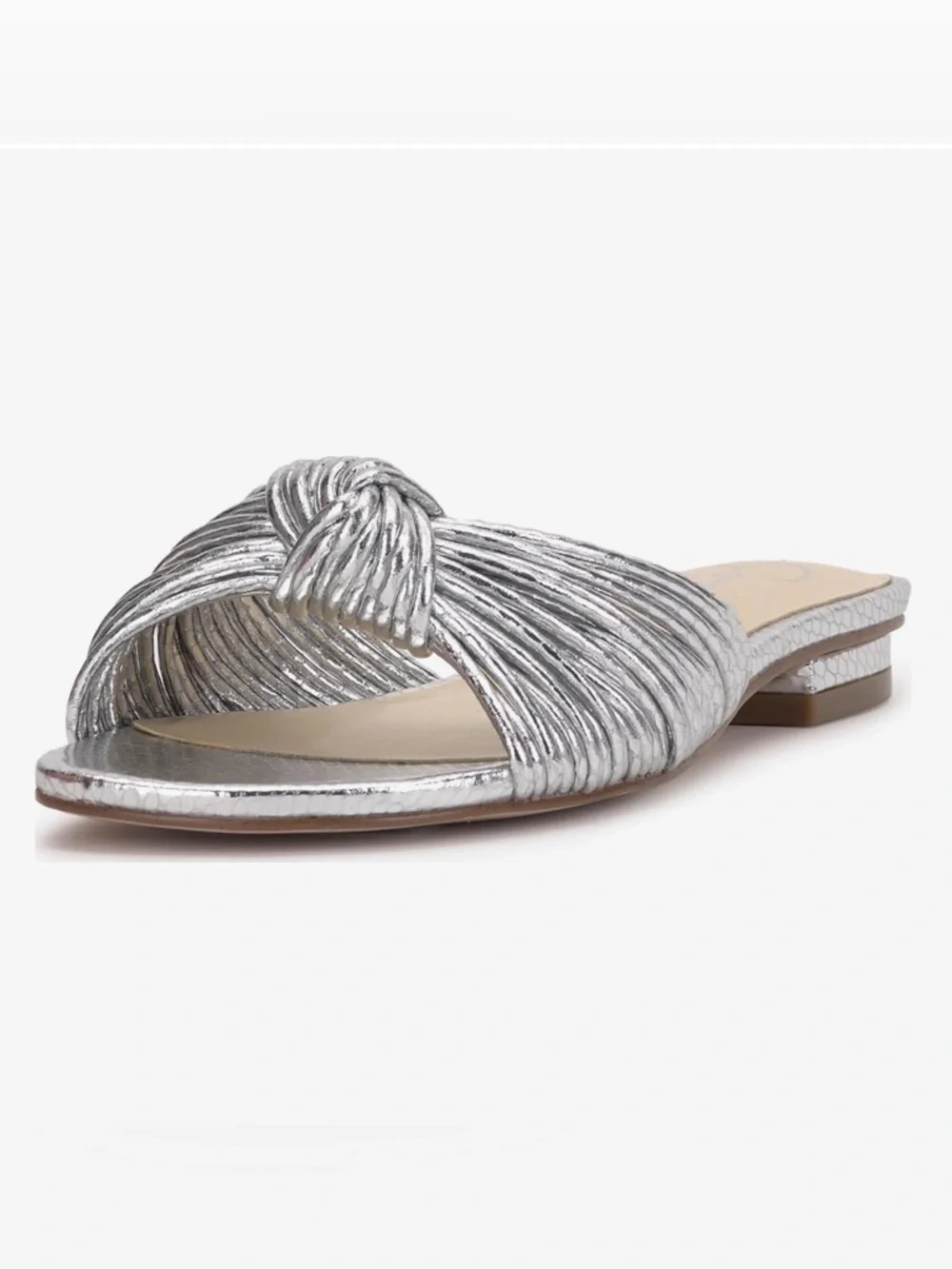 JESSICA SIMPSON Dydra Silver Knot-Front Slide Sandals - Picture 14 of 15